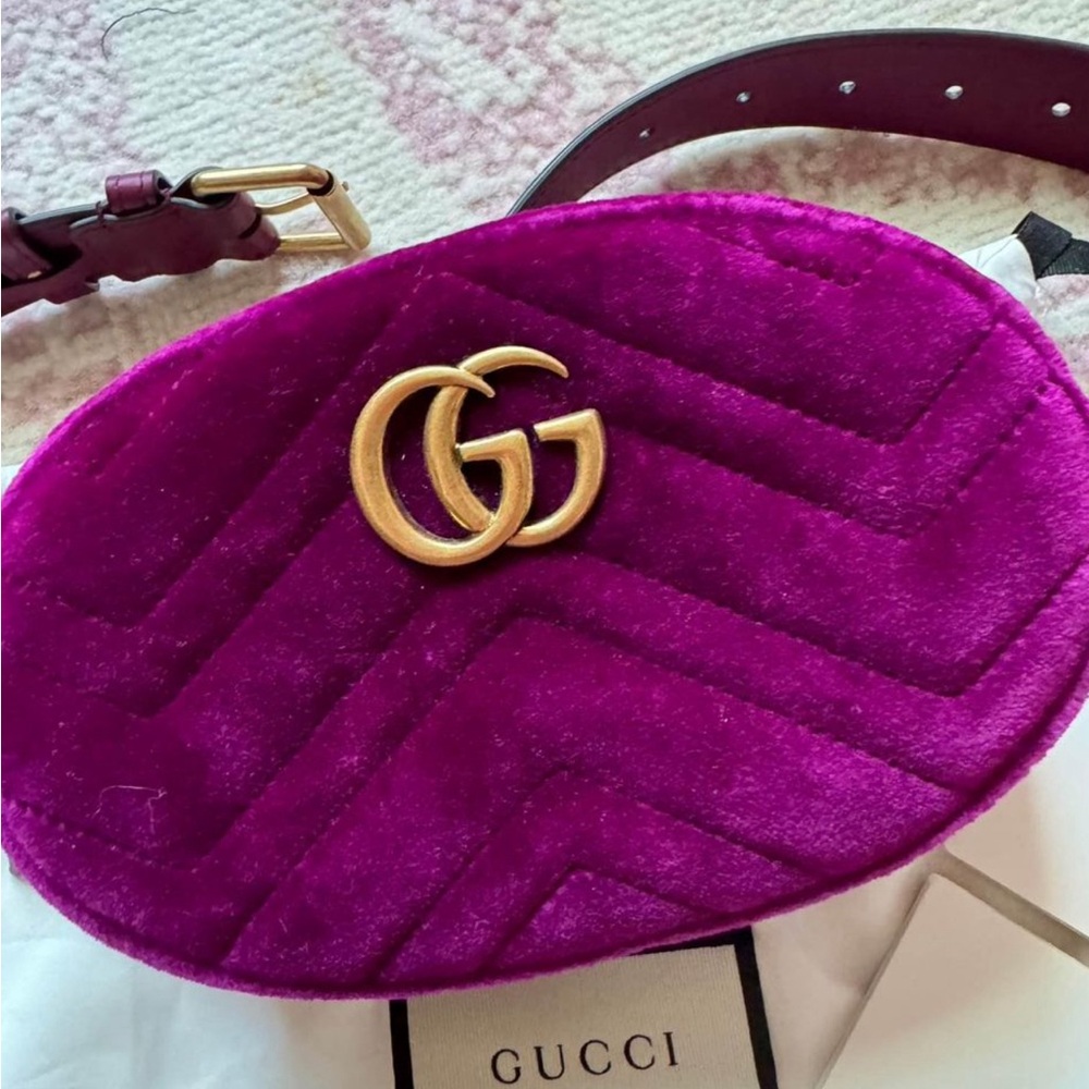 Gucci Marmont Purple Velvet Waist Bag NEW never worn